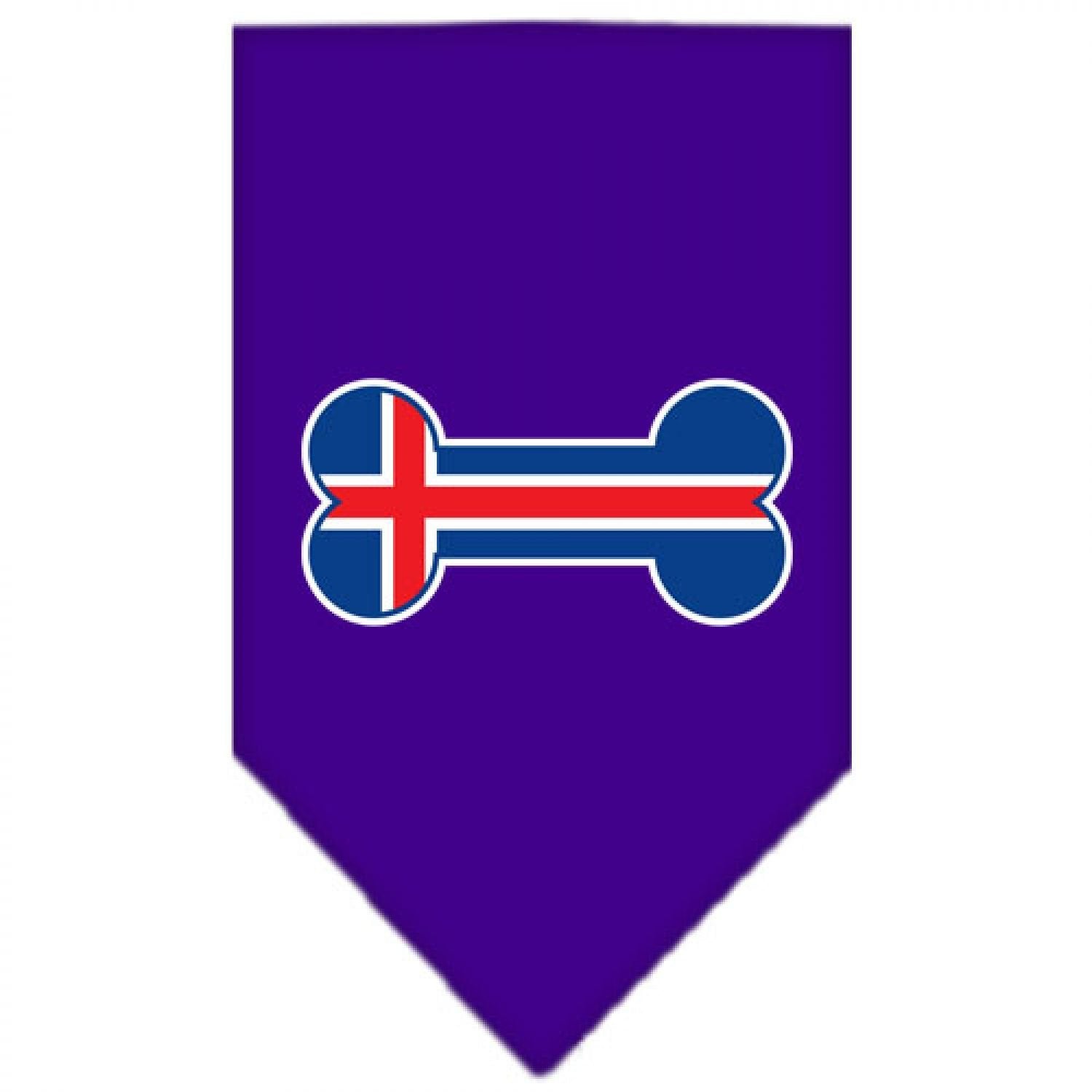 Mirage Pet Products Bone Flag Iceland Screen Print Bandana for Pets, Small, Purple