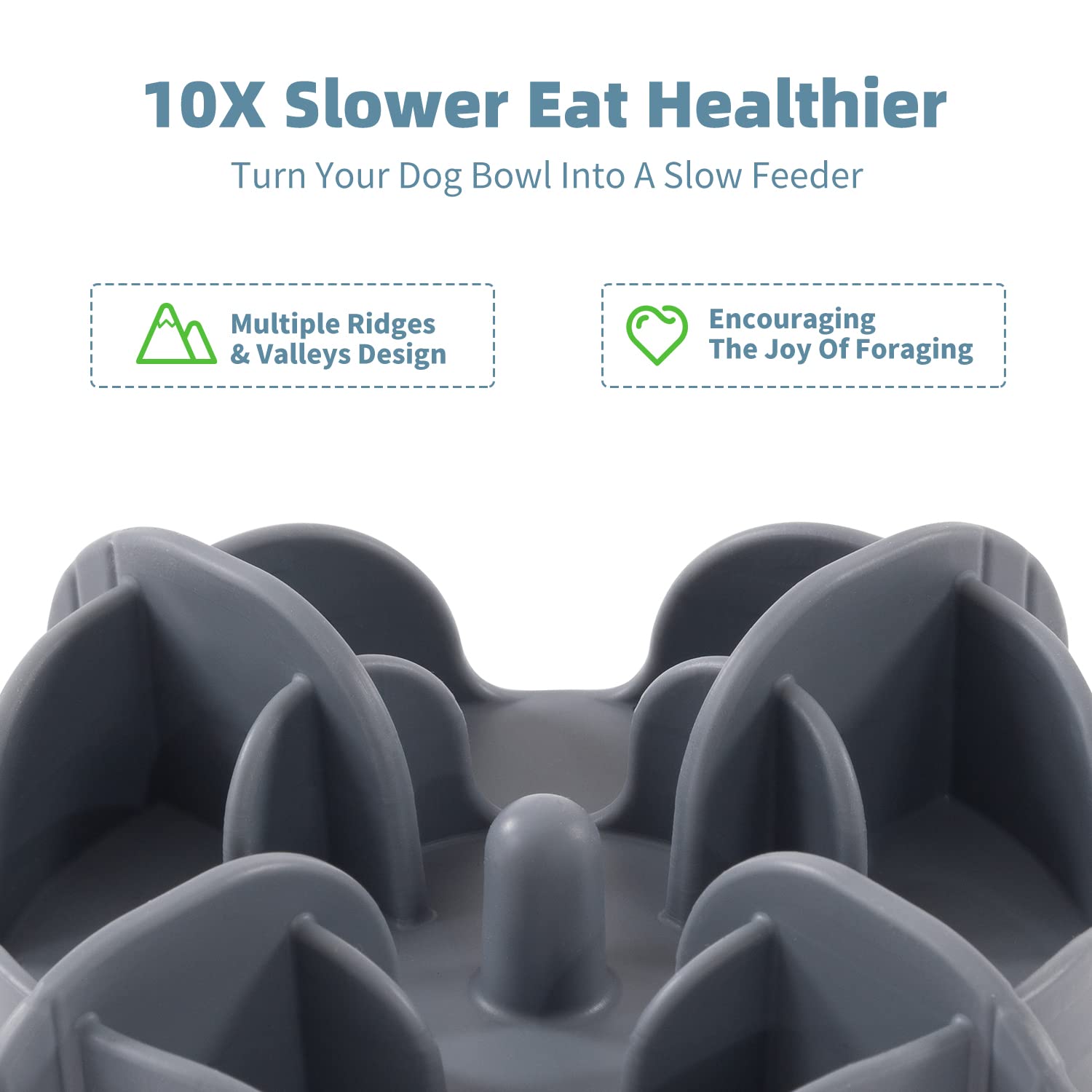 Jaoul Slow Feeder Insert For Small Dogs, Silicone Pet Feeder Accessory With Dividers & Suction Cups, Dishwasher Safe, 5X5 Inches