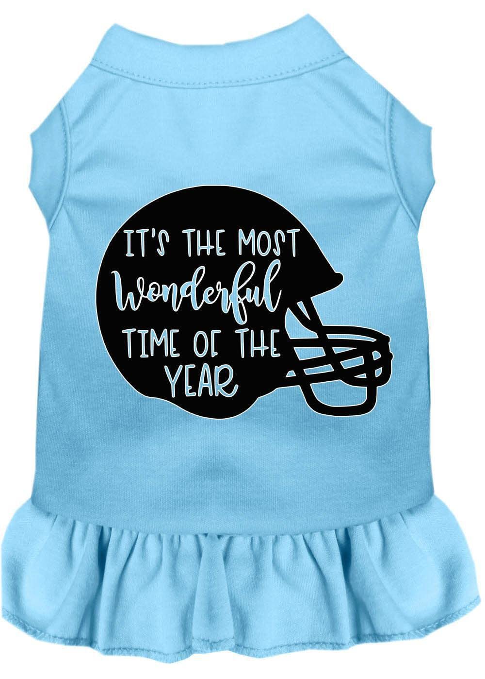 Pet Dog & Cat Dress Screen Printed, "Most Wonderful Time of the Year (Football)" Red MD (6-10 lbs.)