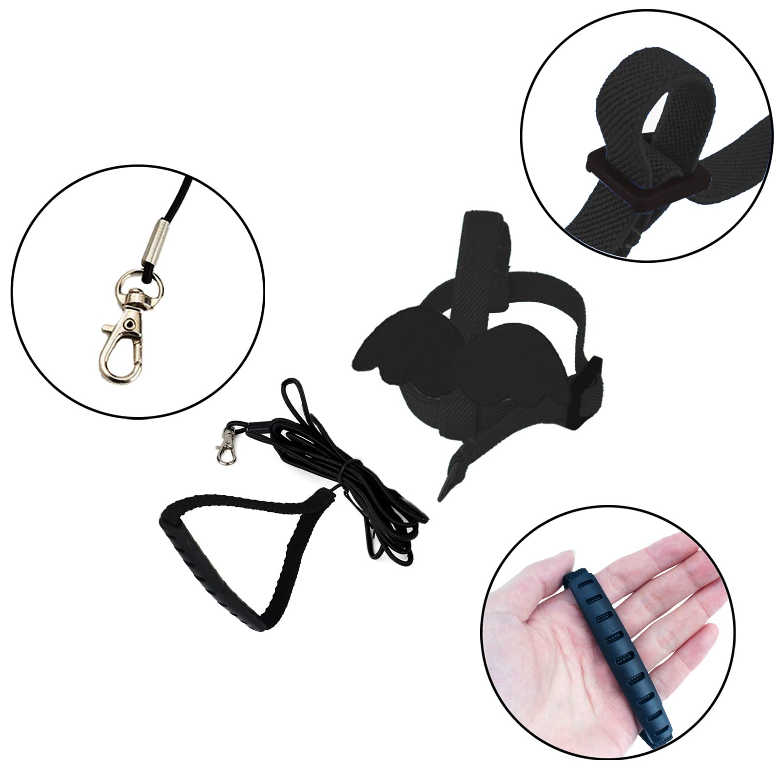 Dnoifne Pet Parrot Bird Harness And Leash, Adjustable Training Design Anti-Bite, Bird Nylon Rope With Cute Wing For Parrots, Suitable For Scarlet, Keck, Mini Macaw And Same Size Birds (Black)