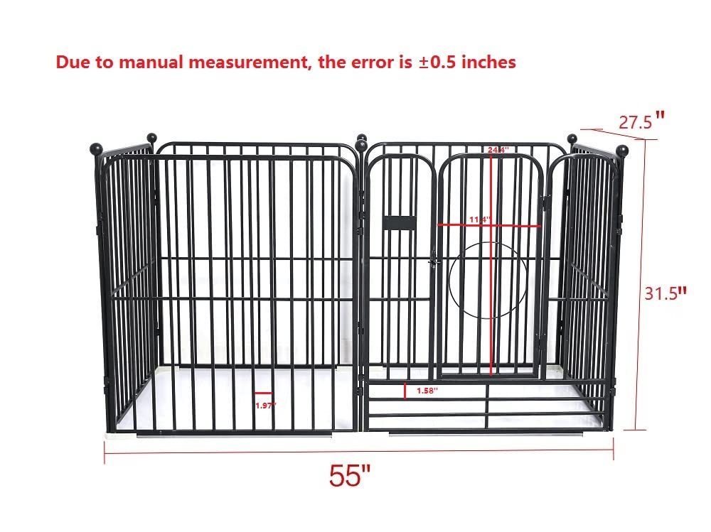 Peipoos Dog Panel Pet Playpen Pen Bunny Fence Indoor Outdoor Fence Playpen Heavy Duty Exercise Pen Dog Crate Cage Kennel (55'' L