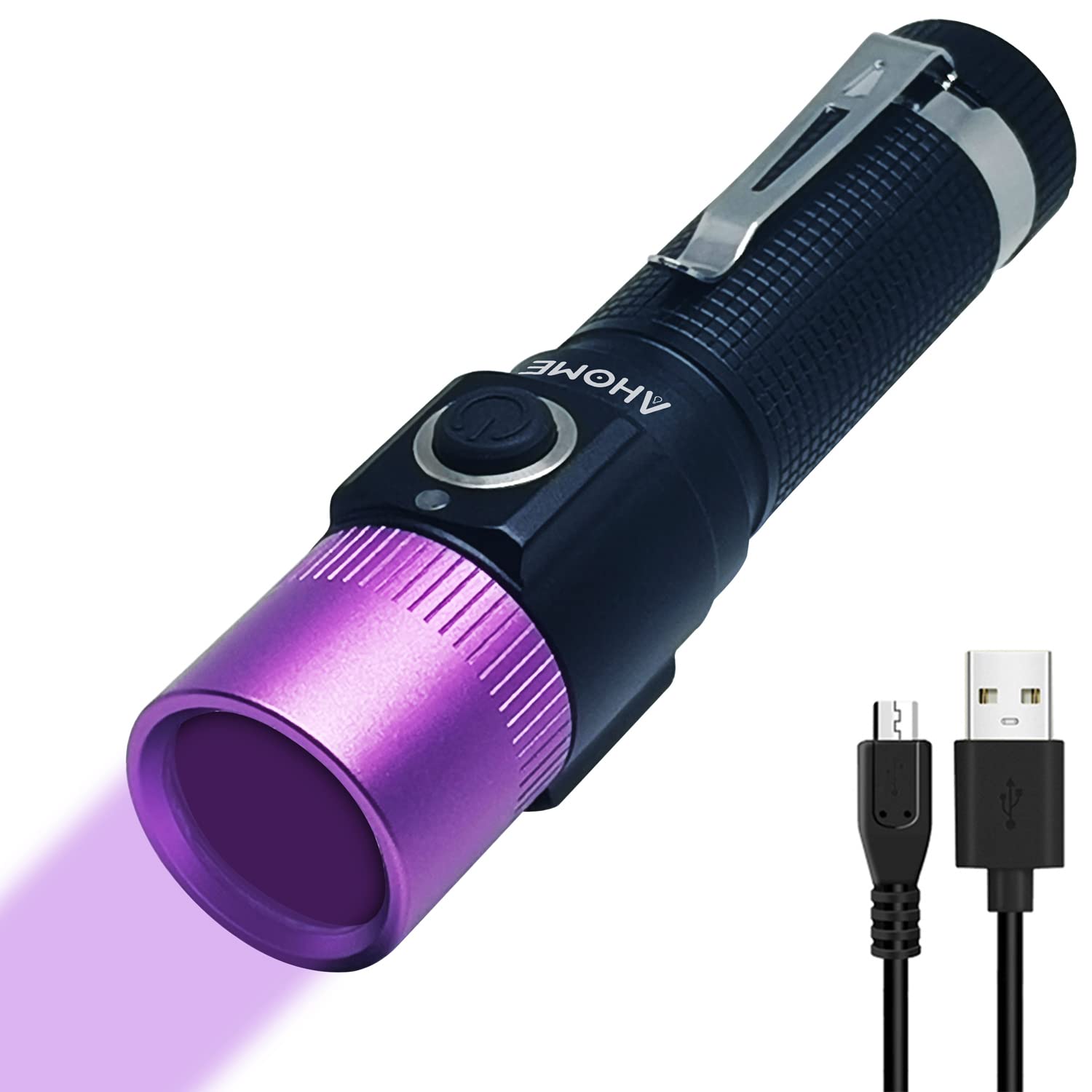 Ahome V10S Uv 365Nm Blacklight Flashlight [Purple Head] & [Usb Rechargeable] Black Light Ultraviolet Led Lamp, Scorpion Finder &