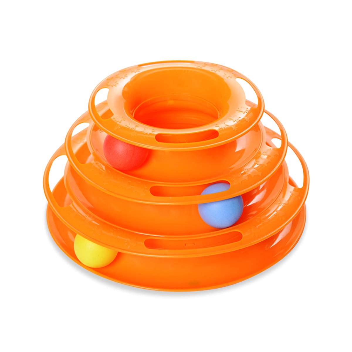 3 Level Tower Tracker (Orange) | Pet Toys, Chasing Ball In Tower Game For Pets | Multistage Interactive Toy, Fun Cat Game, Funny