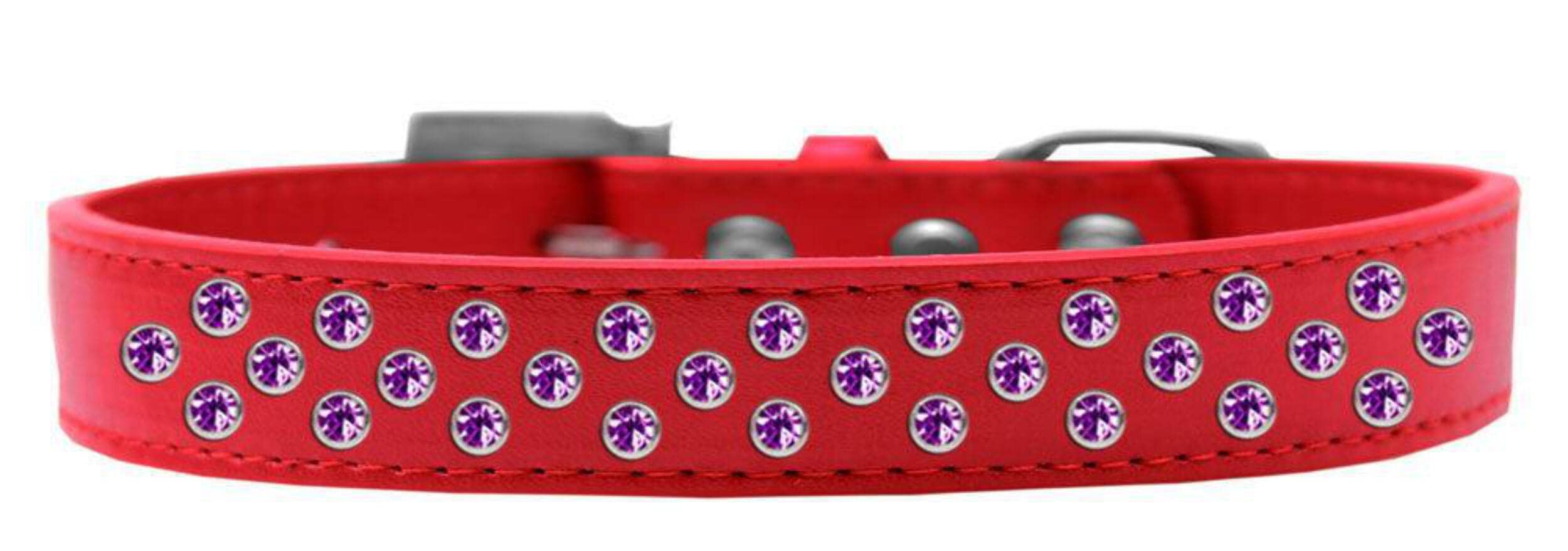 Mirage Pet Products Sprinkles Dog Collar with Purple Crystals, Size 20, Red
