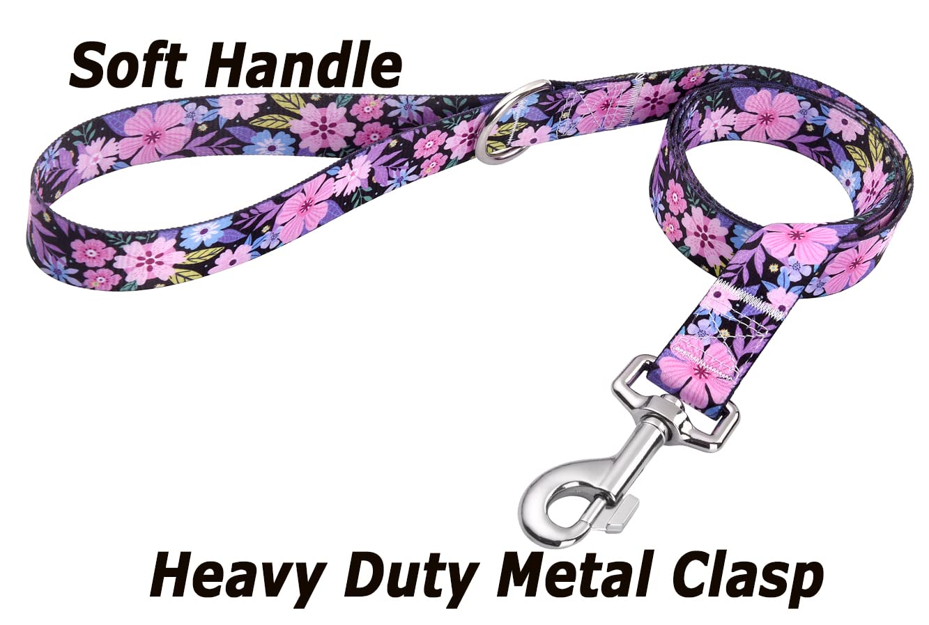 Hqyddmi Dog Collar And Leash Set For Large Dogs, With Floral Print, Soft Comfortable Adjustable Collar For Small Medium Large Dogs, Floral Pattern For Girl Boy Dogs(Floral Pink Set,L)