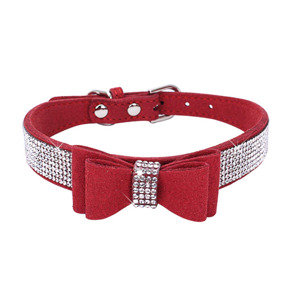 Dog Collar With Bowties For Small Dogs,Rhinestone Bling Diamond Sparkly Crystal Jewel Cute Adjustable For Small Medium Large Gir