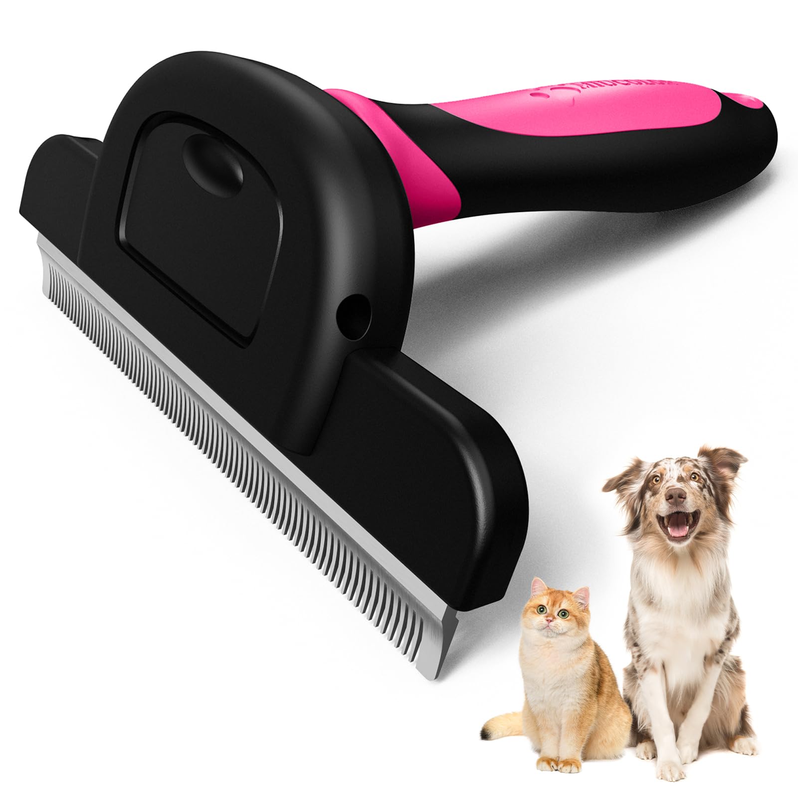 Miu Color Long Hair Pet Grooming Brush, Deshedding Tool For Medium And Large Dogs & Cats, Effectively Reduces Shedding By Up To 95% For Pet Hair, Pink