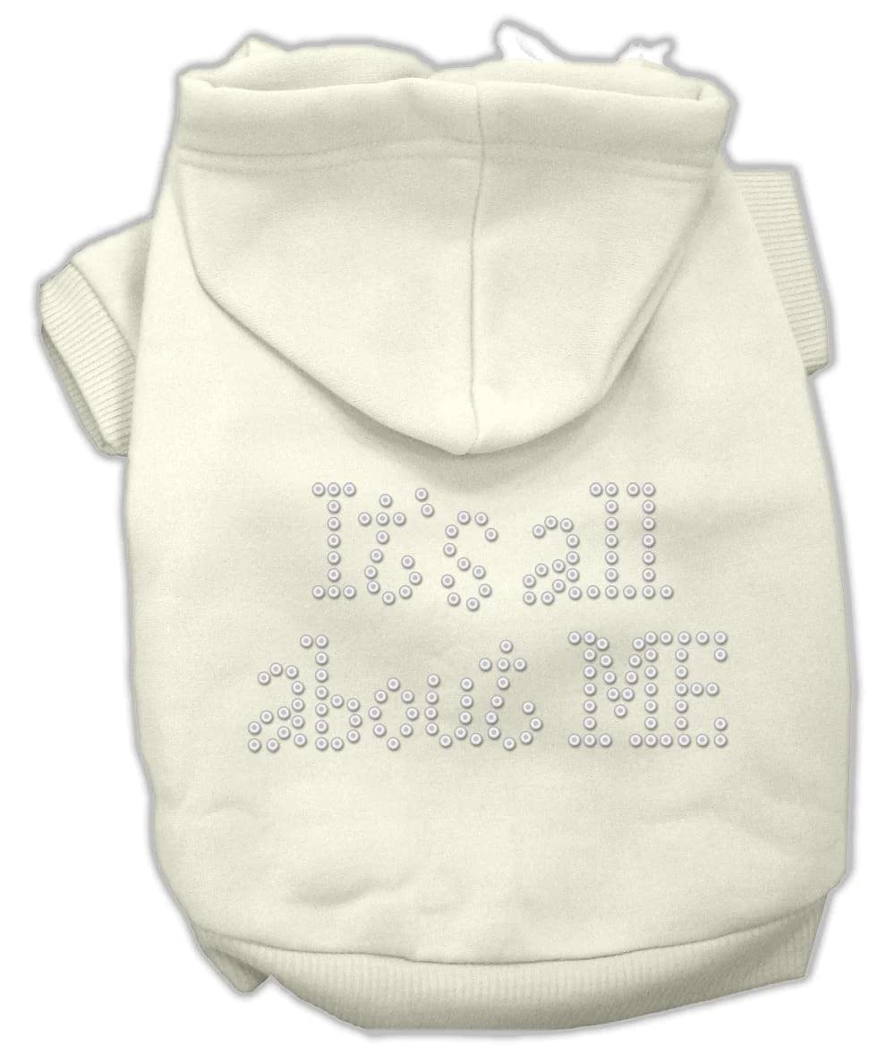 Mirage Pet Products 16-Inch It's All About Me Rhinestone Hoodies, X-Large, Cream