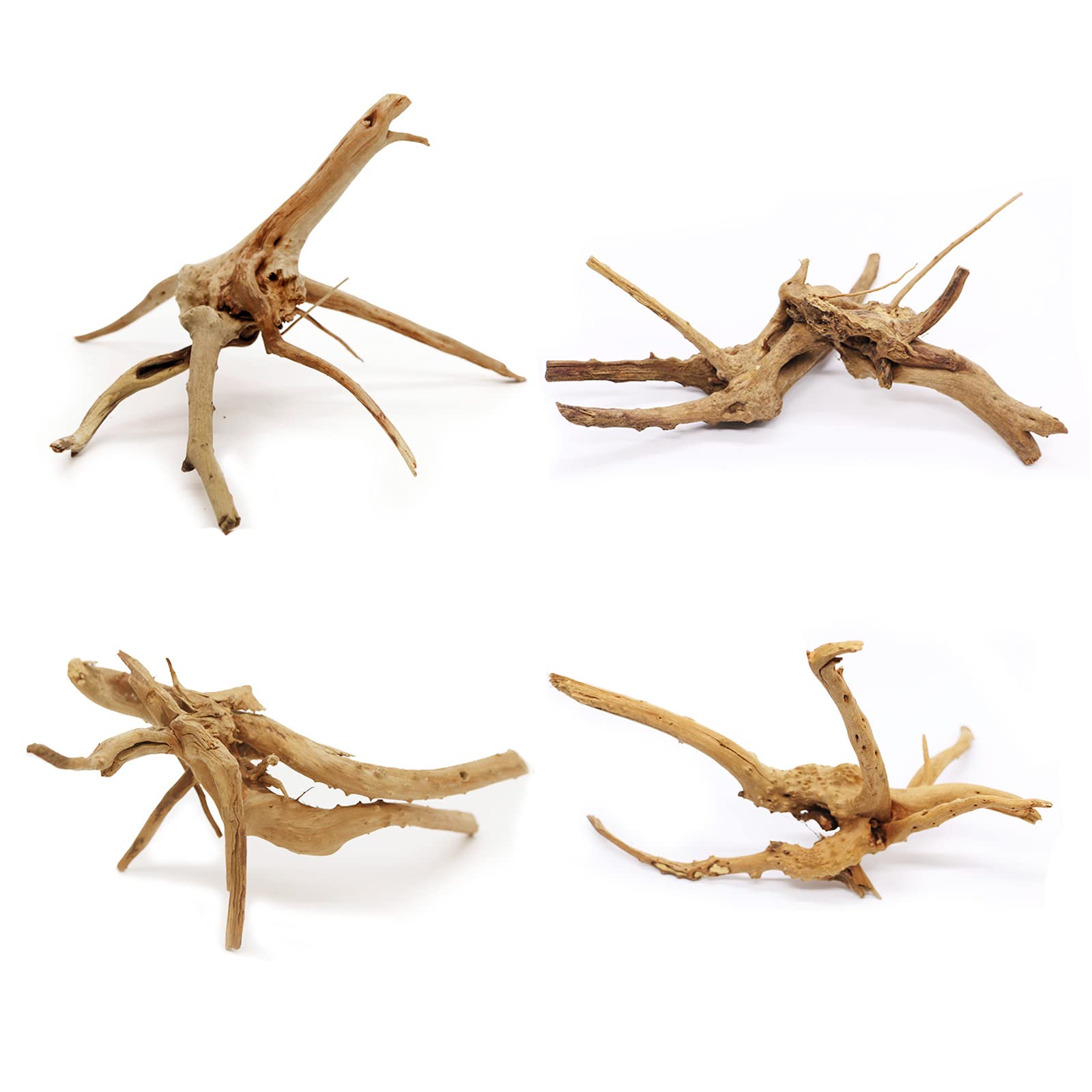 Hamiledyi Driftwood For Aquarium,Natural Spider Wood Reptile Branches Fish Tank Log Ornament Aquarium Trunk Decoration 4 Pcs（8-10Inch）