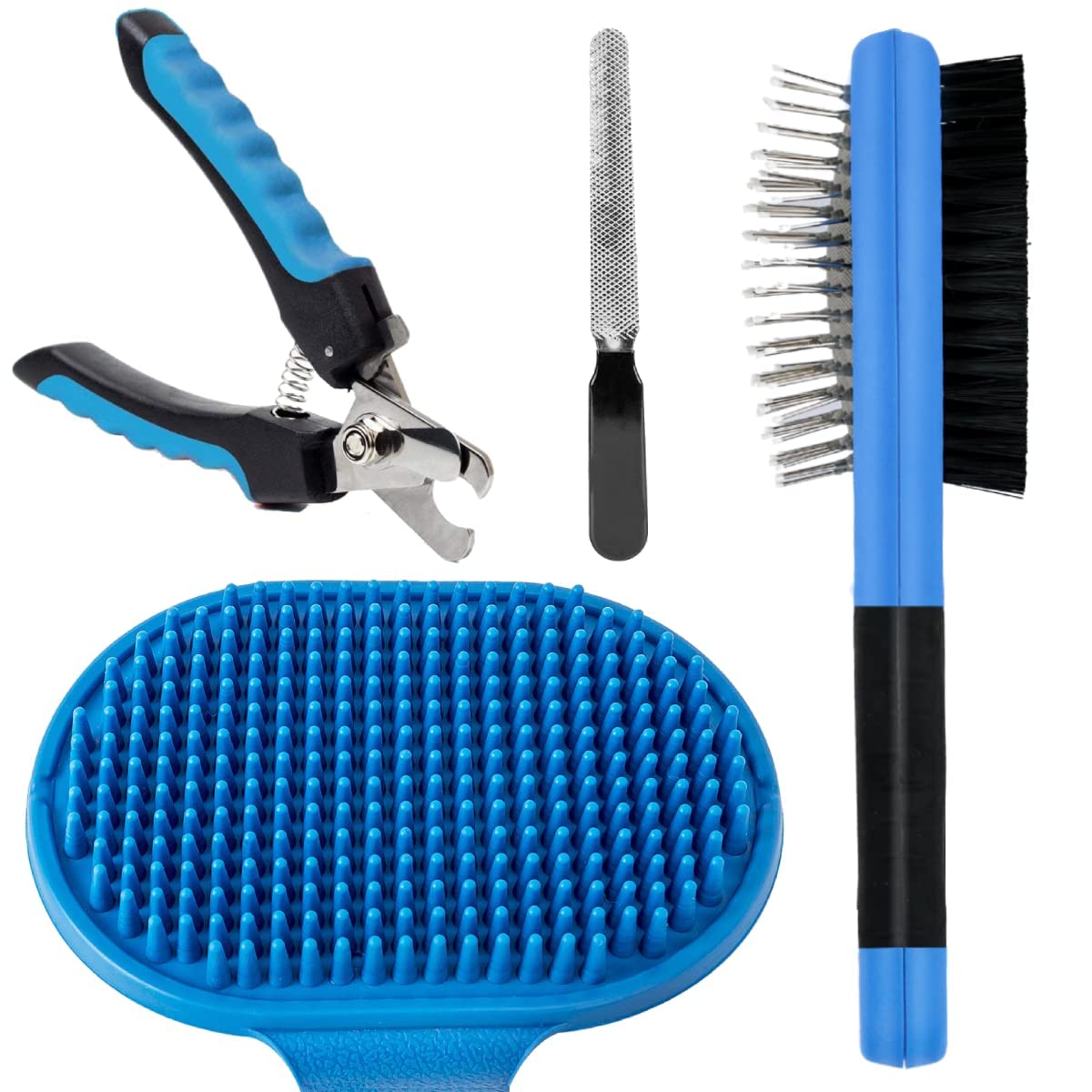 PSK PET MART Dog Grooming Kit for Puppies & Dogs & Cats Long Hair + Short Hair Dog Brush + Dog Nail Clippers + Pet Bath Brush Gr