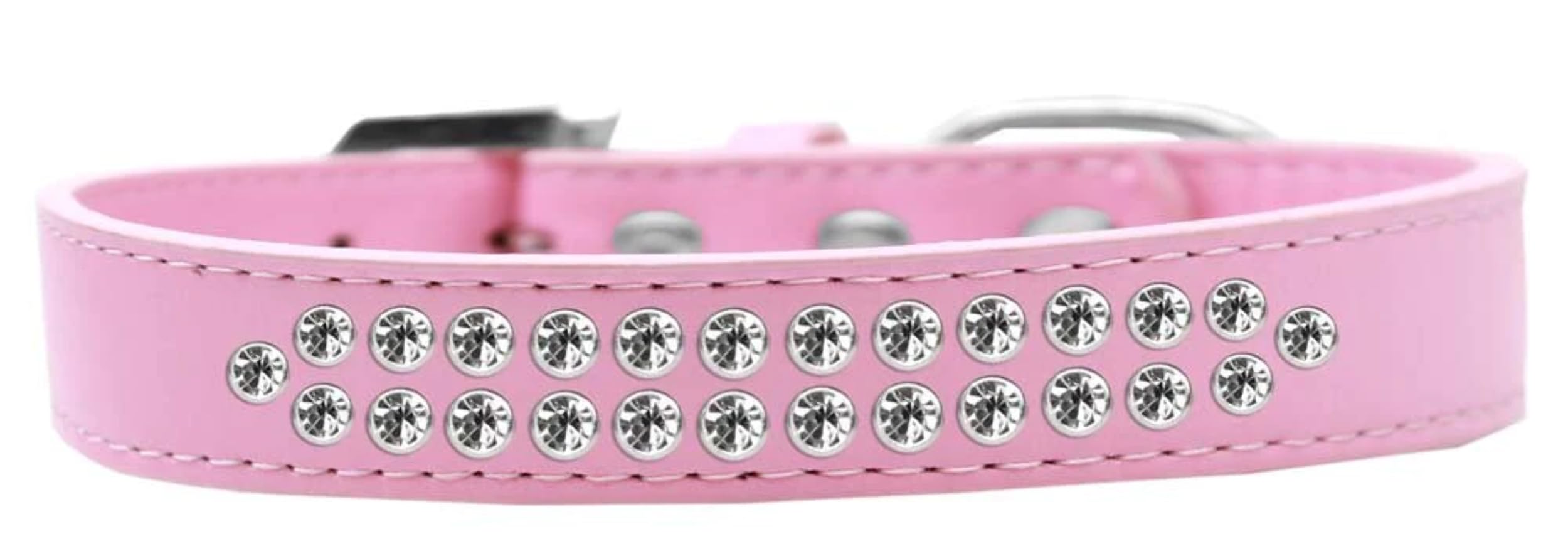 Dog, Puppy & Pet Fashion Collar, Two Row Clear Crystal Rimsets Lavender 14