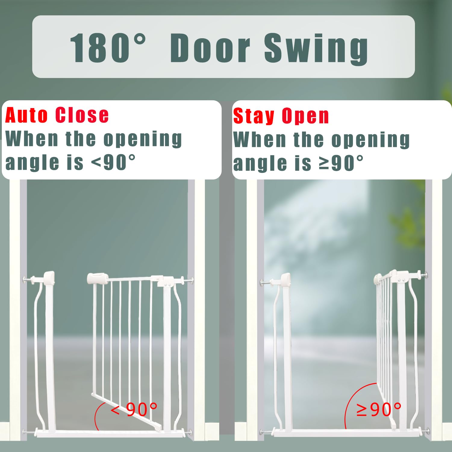 Heavy Duty Baby & Dog Safety Gate - Extra Wide 76.4-81.1 Inch, White Metal, Tension Mounted No Drilling Pet Gate for Stairs & Do