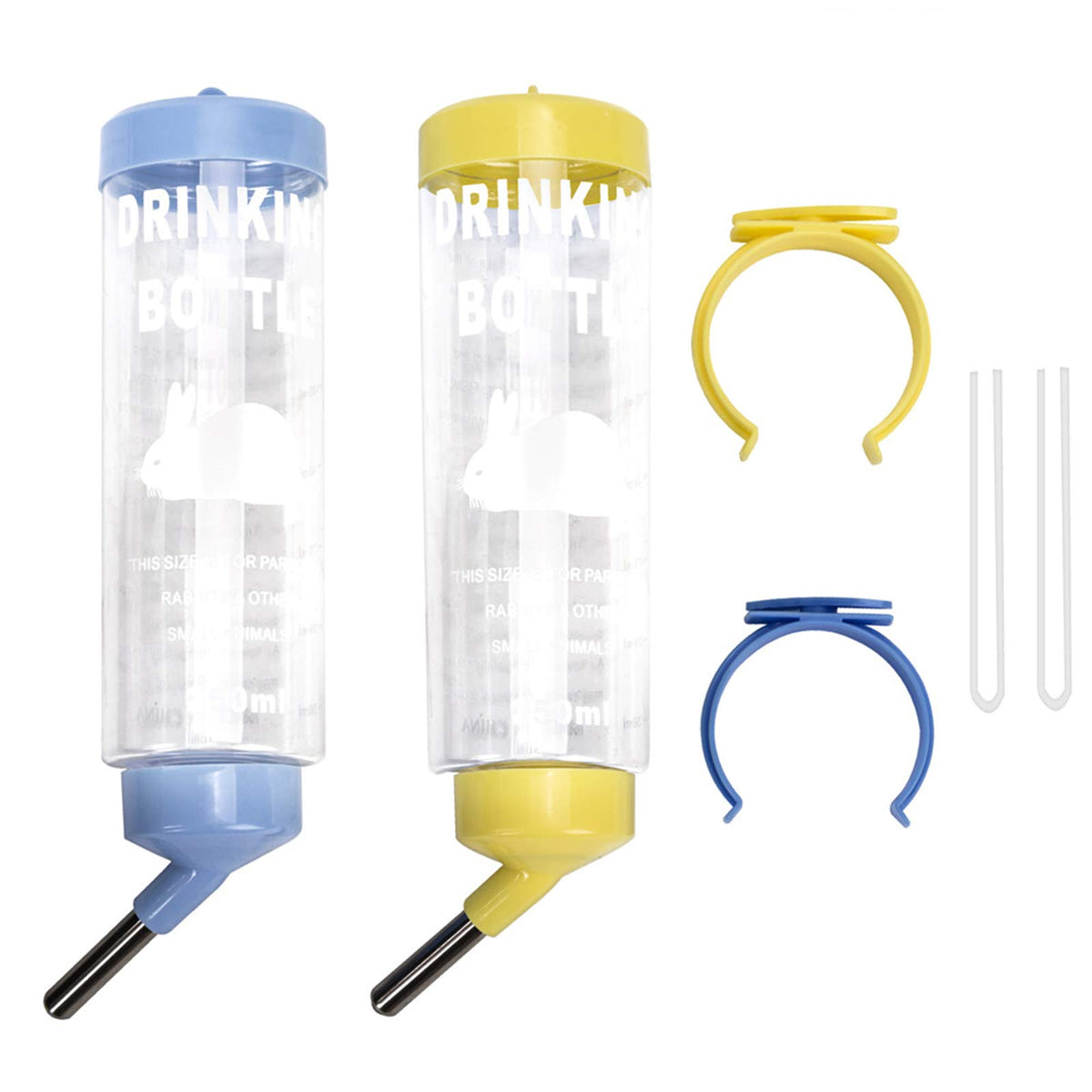 2Pcs 8.45 Oz No Drip Small Animal Water Bottle, Cage Water Bottles For Small Pet/Bunny/Ferret/Hamster/Guinea Pig/Rabbit