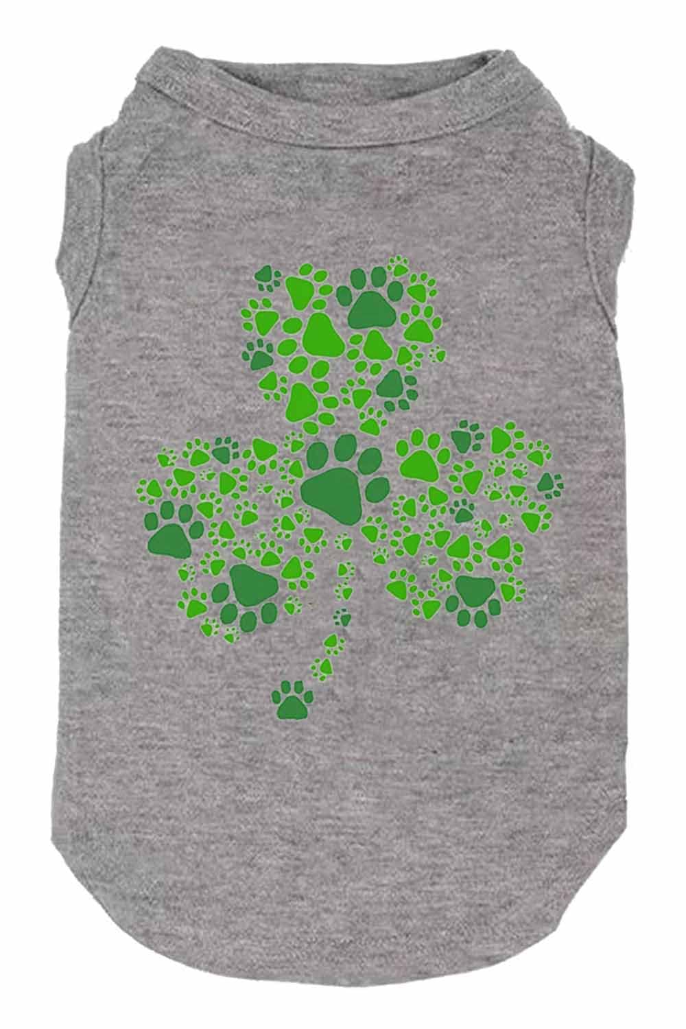 Dog Apparel Lucky Boy Letter Print Clover Shirts For Small Large Dog Vest Puppy Gift St Patrick'S Day Costume (Large, Grey02)