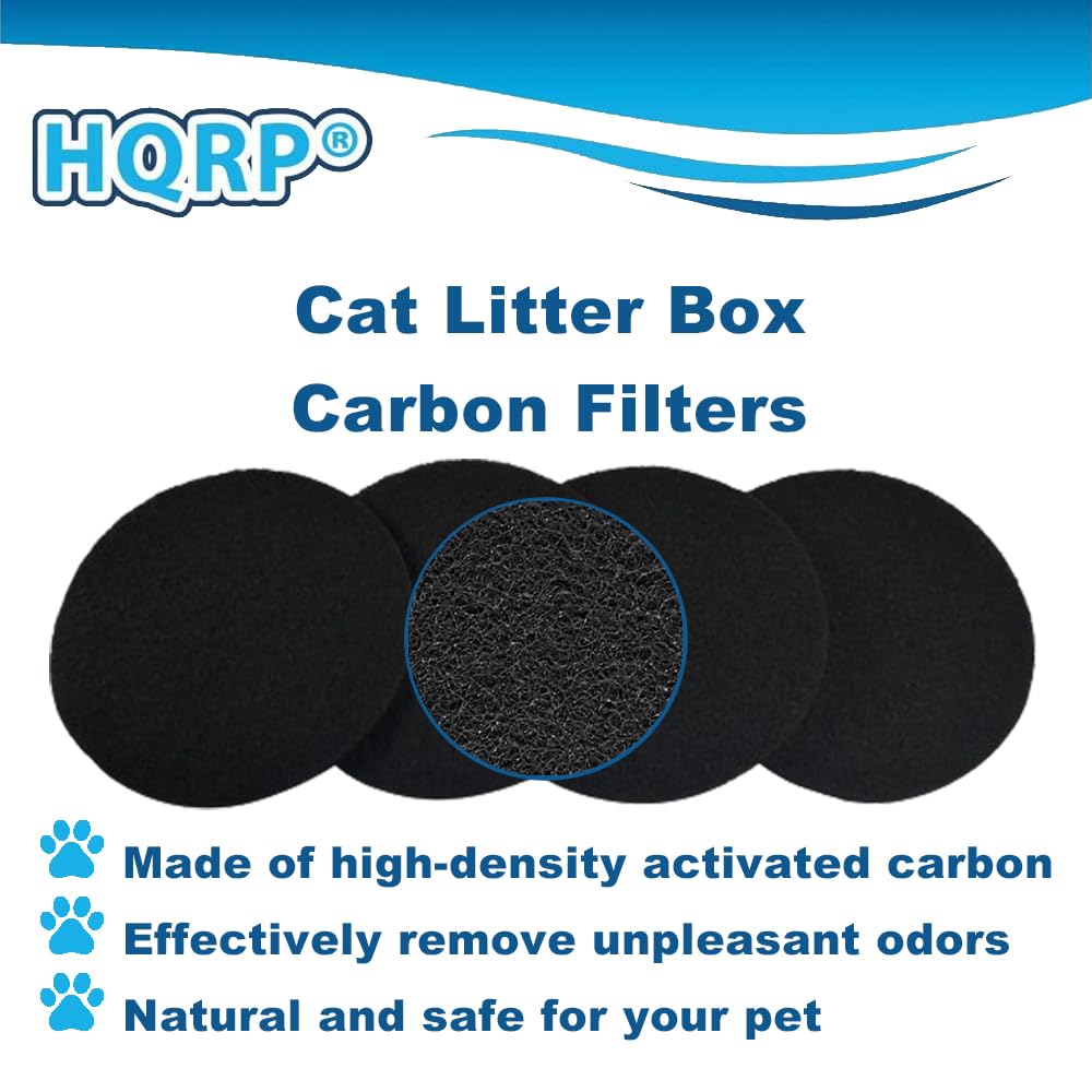 Hqrp 8-Pack Cat Litter Box Replacement Carbon Filters Compatible With Petmate Booda Dome Covered Litter Box, Activated Carbon Ch