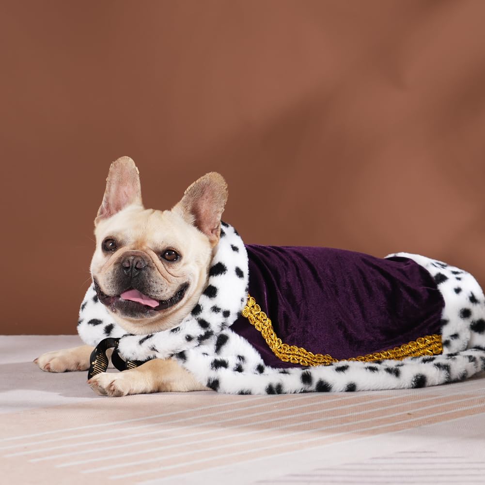 Lovelyshop Pet Serial Lux Fur Purple Cat Dog Cloak For Halloween Costumes, King Queen Prince And Princess Cosplay-M