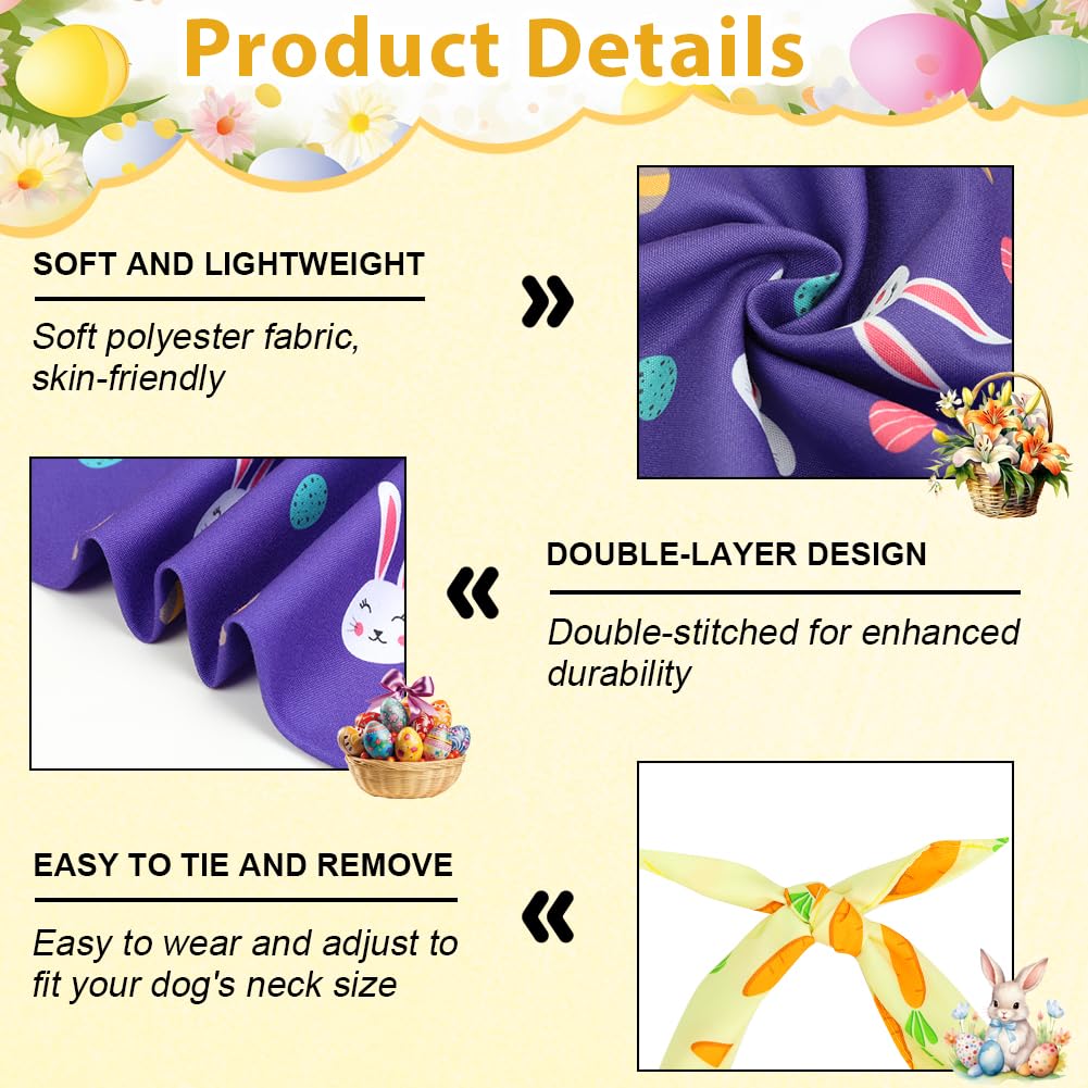 Vivifying Easter Dog Bandanas - 2 Pack Festive Pet Accessories With Cute Bunny And Carrot Patterns, Perfect For Easter Celebrati