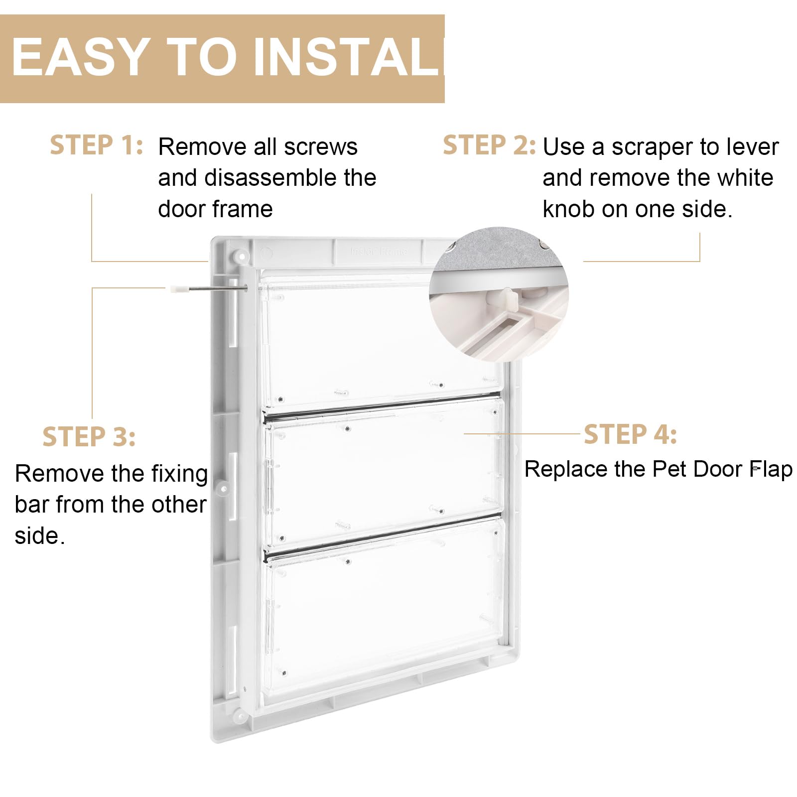 AirVows 3-Panel Airseal Pet Door Replacement Flap - Transparent, Fits Ideal Pet 10.25x15.75 Extra Large, Includes 4 Durable Rubber Strips