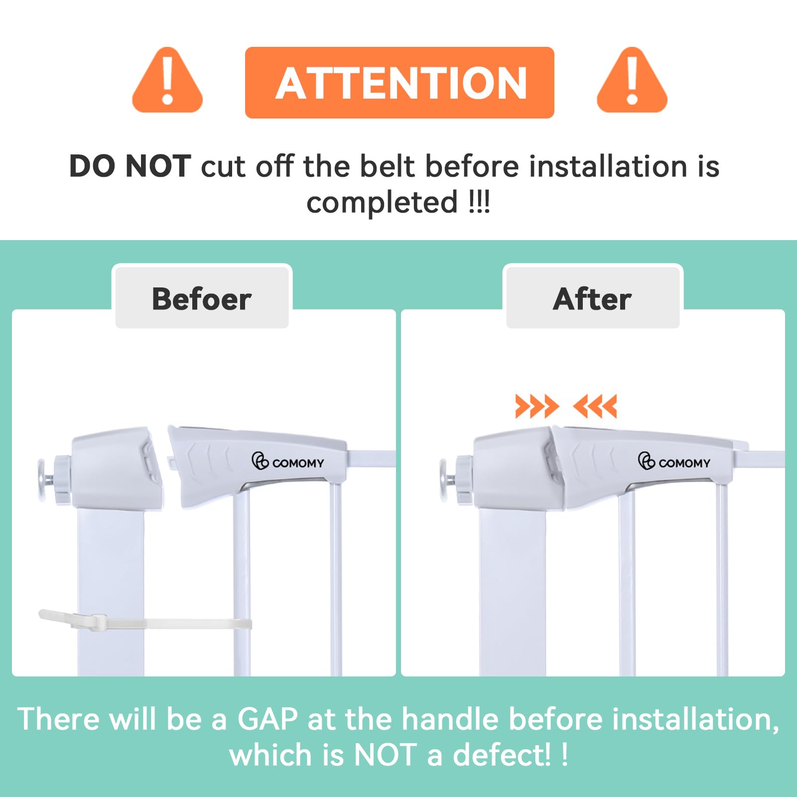 COMOMY 29.5-40.5 Extra Wide Baby Gate, Auto Close Dog Gate for House Doorways Stairs, Pressure Mounted Easy Walk Thru Pet Gate S