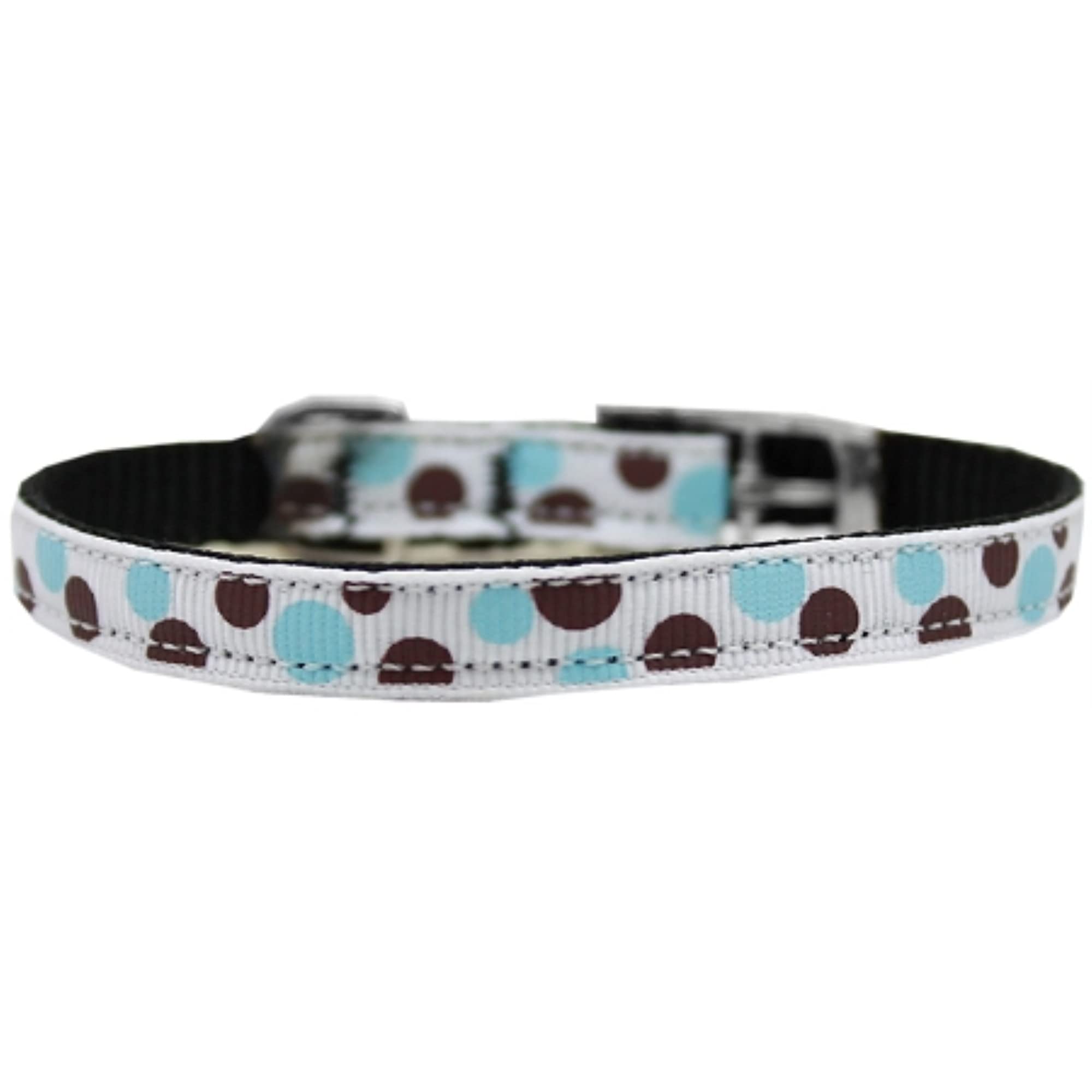 Mirage Pet Products Confetti Dots Nylon Dog Collar with Classic Buckle, Size 16, Baby Blue