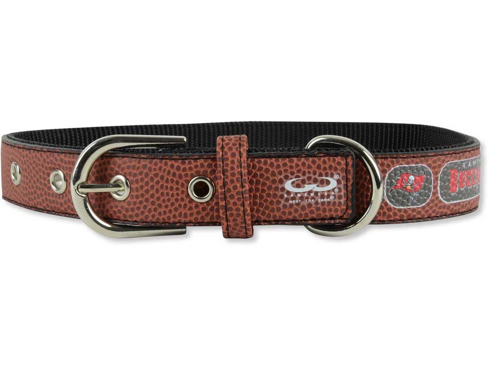 NFL Tampa Bay Buccaneers Classic Leather Football Collar, Brown, Small