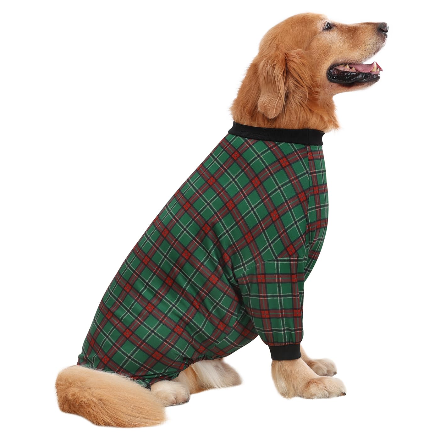 HDE Dog Pajamas One Piece Jumpsuit Lightweight Dog PJs Shirt for M-3XL Dogs Holiday Plaid - M