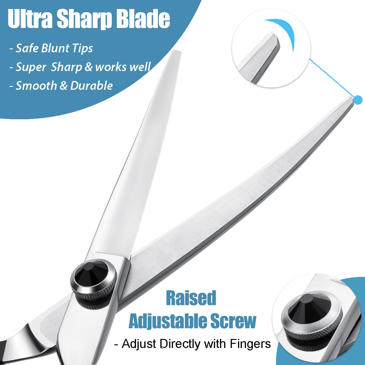 Dragon Creek 6'' Upward Curved Dog Grooming Scissors Shears For Grooming Face And Paws Safety Shears Trimming Cutting Scissors F