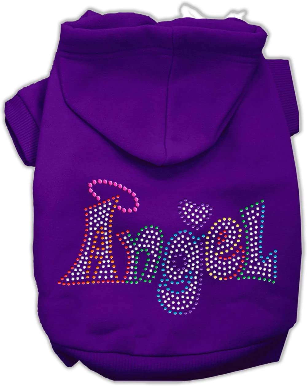 Pet, Dog & Cat Hoodie Rhinestone, 'Technicolor Angel' Purple 2Xl (20-25 Lbs.)