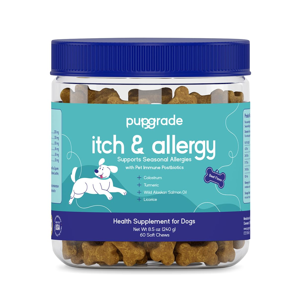 PupGrade Itch & Allergy Soft Chews for Dogs - Helps Reduce Occasional Itching - Skin & Coat Support Supplement with Pet Immune P