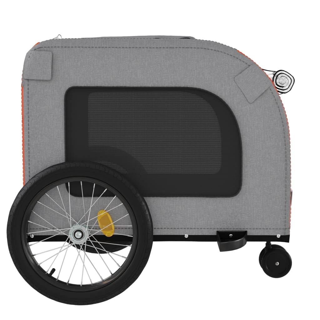 Vidaxl Pet Bike Trailer Orange And Gray, Durable Oxford Fabric And Iron Design With Pvc Cover, Perfect For Transporting Small Pets And Cargo
