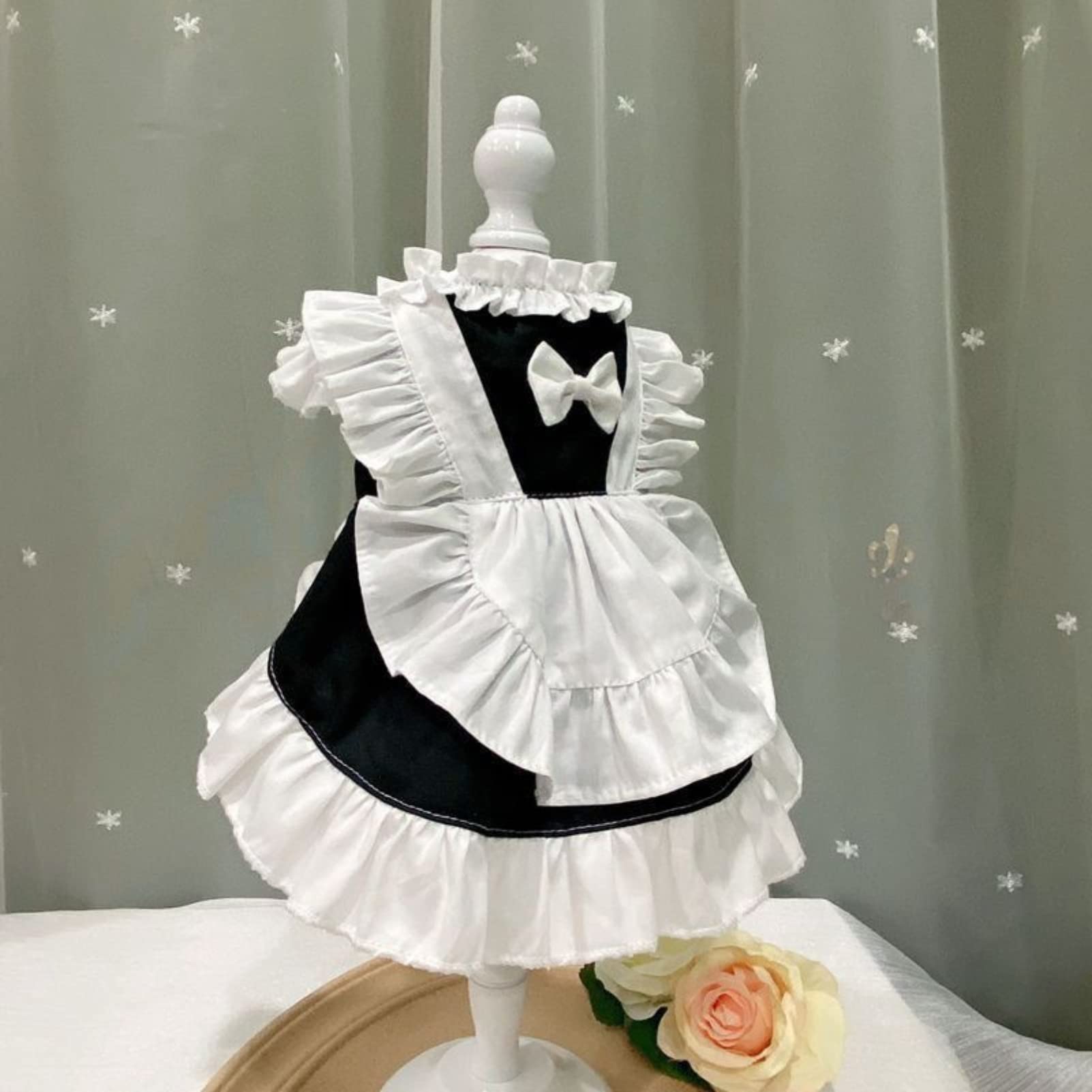 apott Pet Maid Outfit Cat Princess Dresses Adorable Costume for Cats Dogs Birthday Party, Black White S