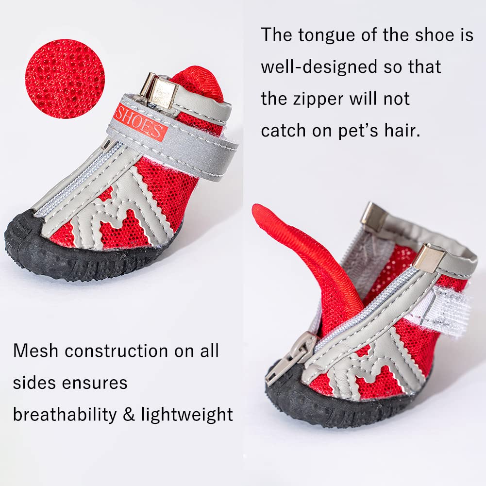 Dog Shoes For Small Dogs Boots,Mesh Breathable Dog Shoes With Reflective Straps,Puppy Booties With Anti-Slip Sole,Paw Protector
