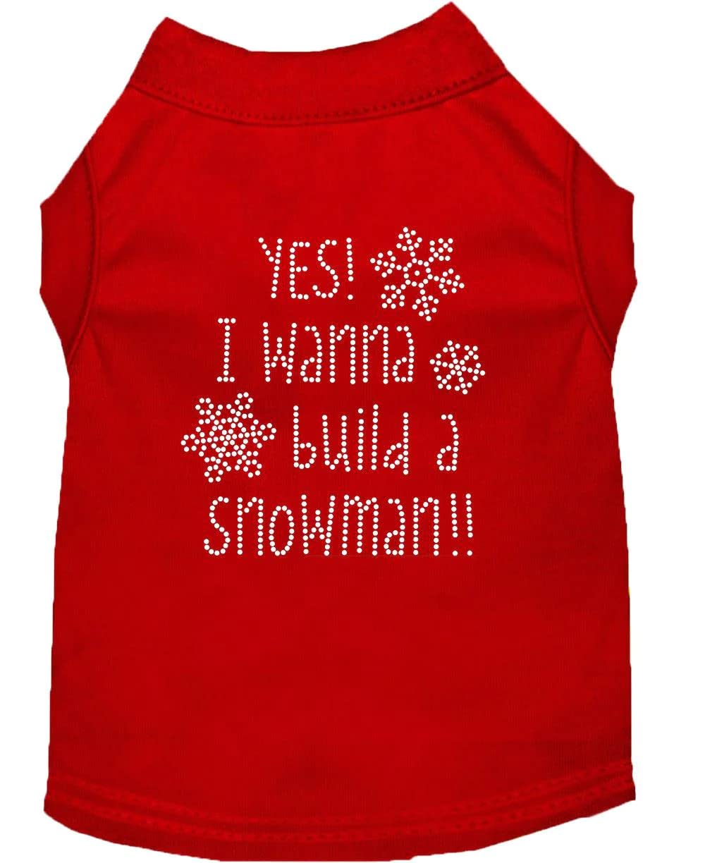 Yes I Want To Build A Snowman Rhinestone Dog Shirt Green Sm 10