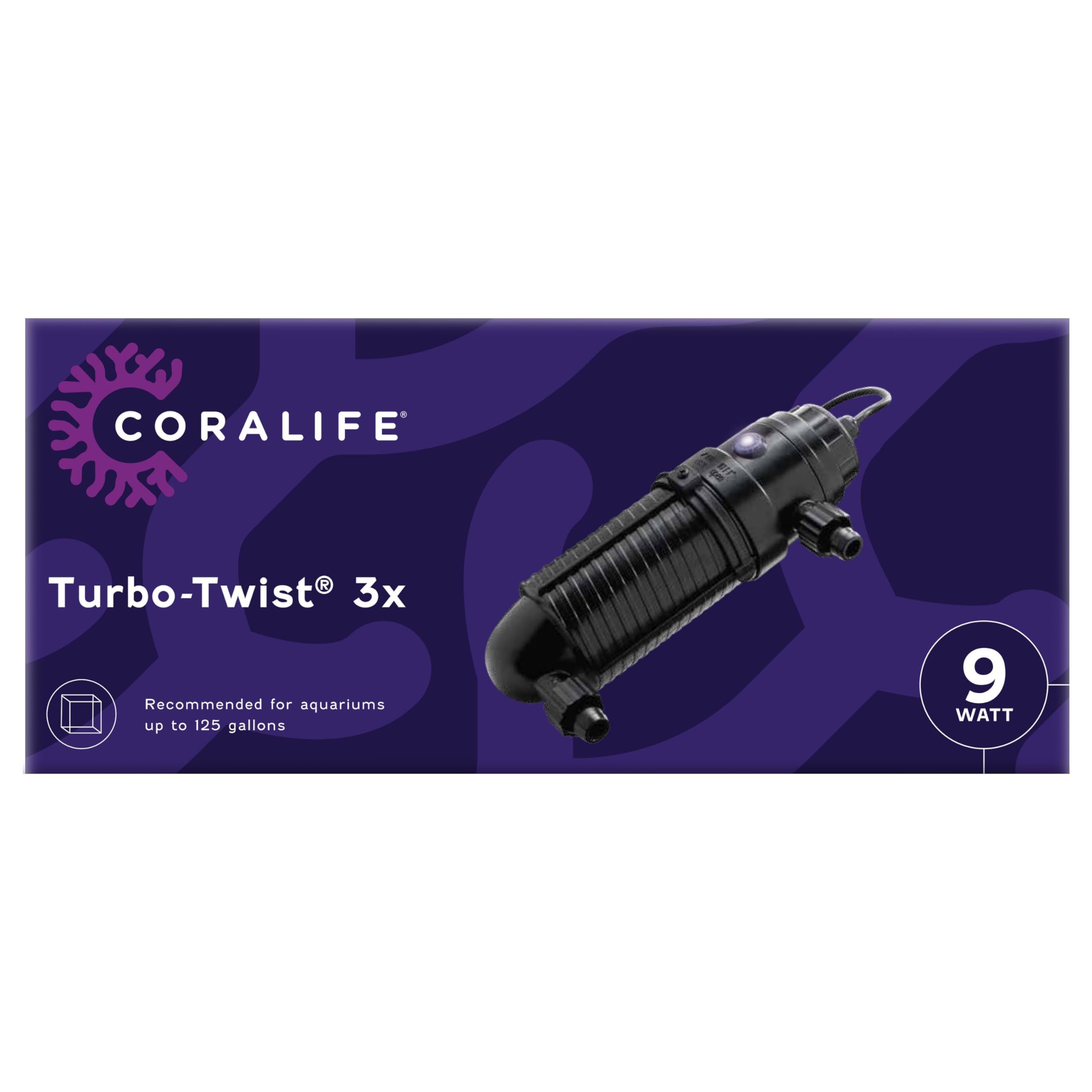 Coralife Turbo-Twist UV Sterilizer 9 Watt for Saltwater Aquariums, Up to 125 Gallons, Model 100115602