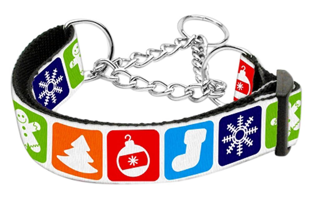 Mirage Pet Products Classic Christmas Nylon Ribbon Martingale Collar for Dogs, Medium