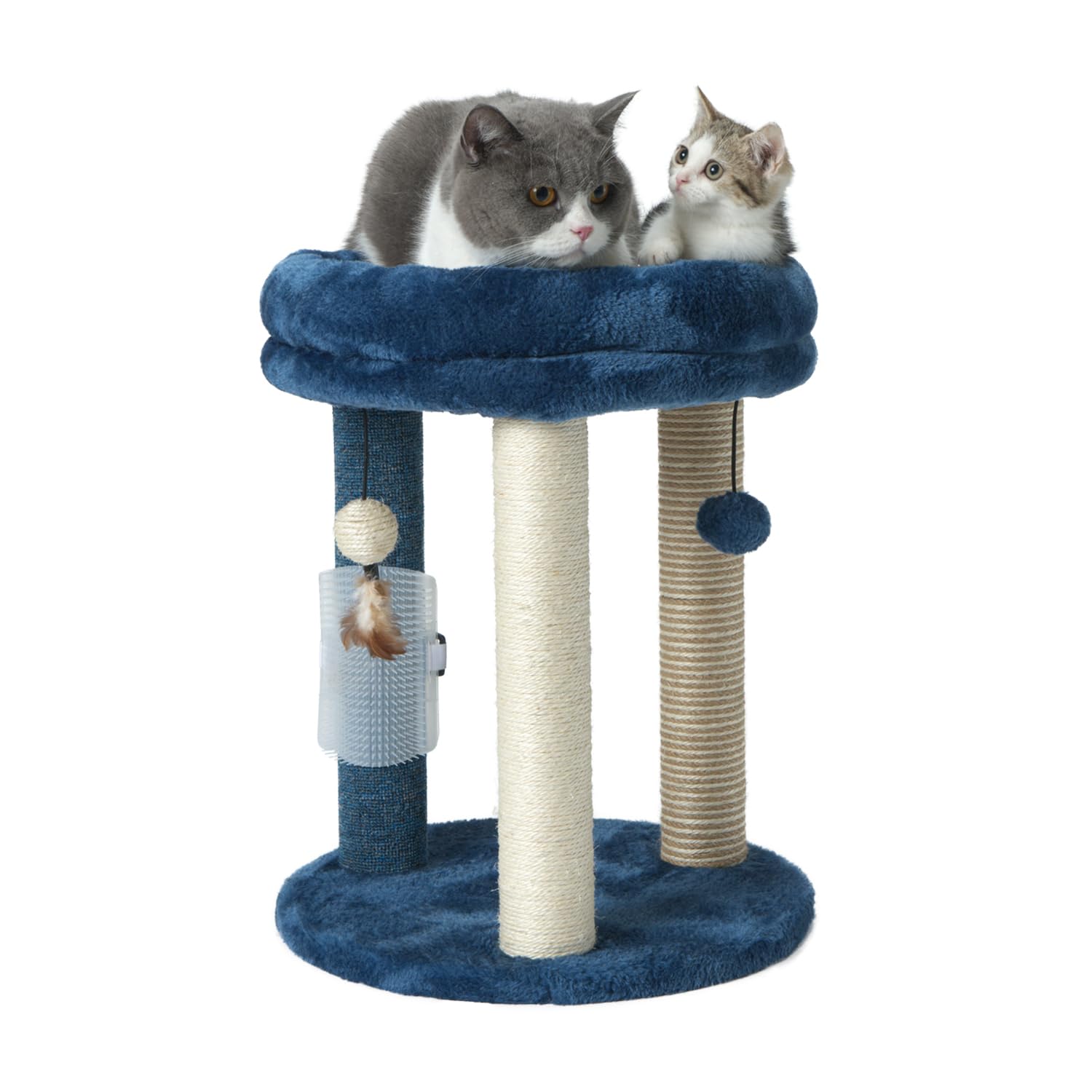 Mecool Cat Scratching Post Tree With Tower Soft Bed.Natural Quality Sisal Carpet Jute Scratch Posts With Three Hanging Ball Toys