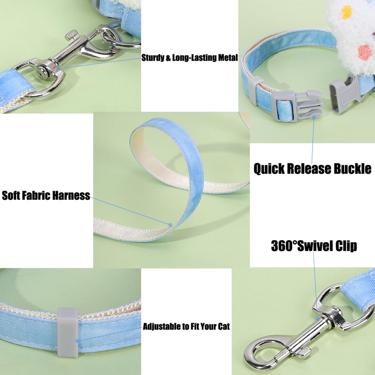 Wellyuk Cat Harness And Leash Set For Outdoor Travel Walking Escape Proof Soft Safe Lightweight Adjustable Kitten Puppy Small St