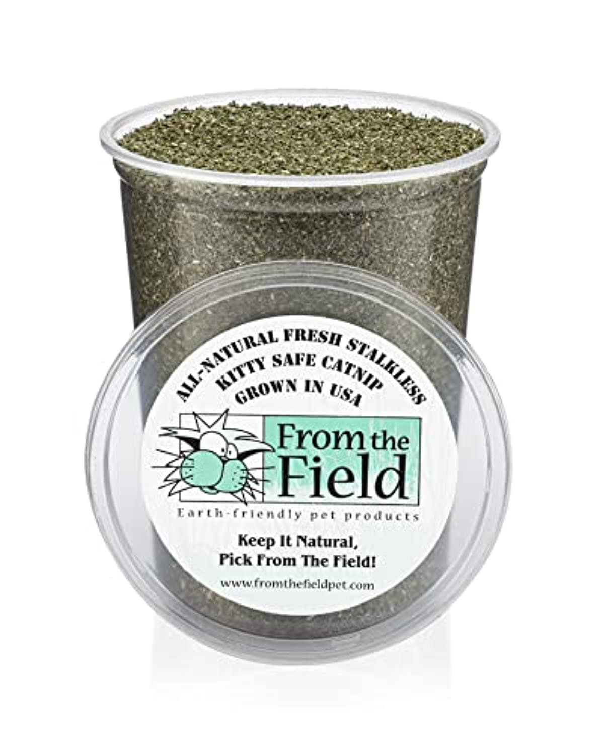 From The Field | Fine Ground Stalkless Catnip | Premium Usa-Grown Catnip For Toys & Playtime | Fresh, Potent, Non-Toxic, Eco-Friendly | Safe For Kittens & Cats | Resealable 6 Oz Tub