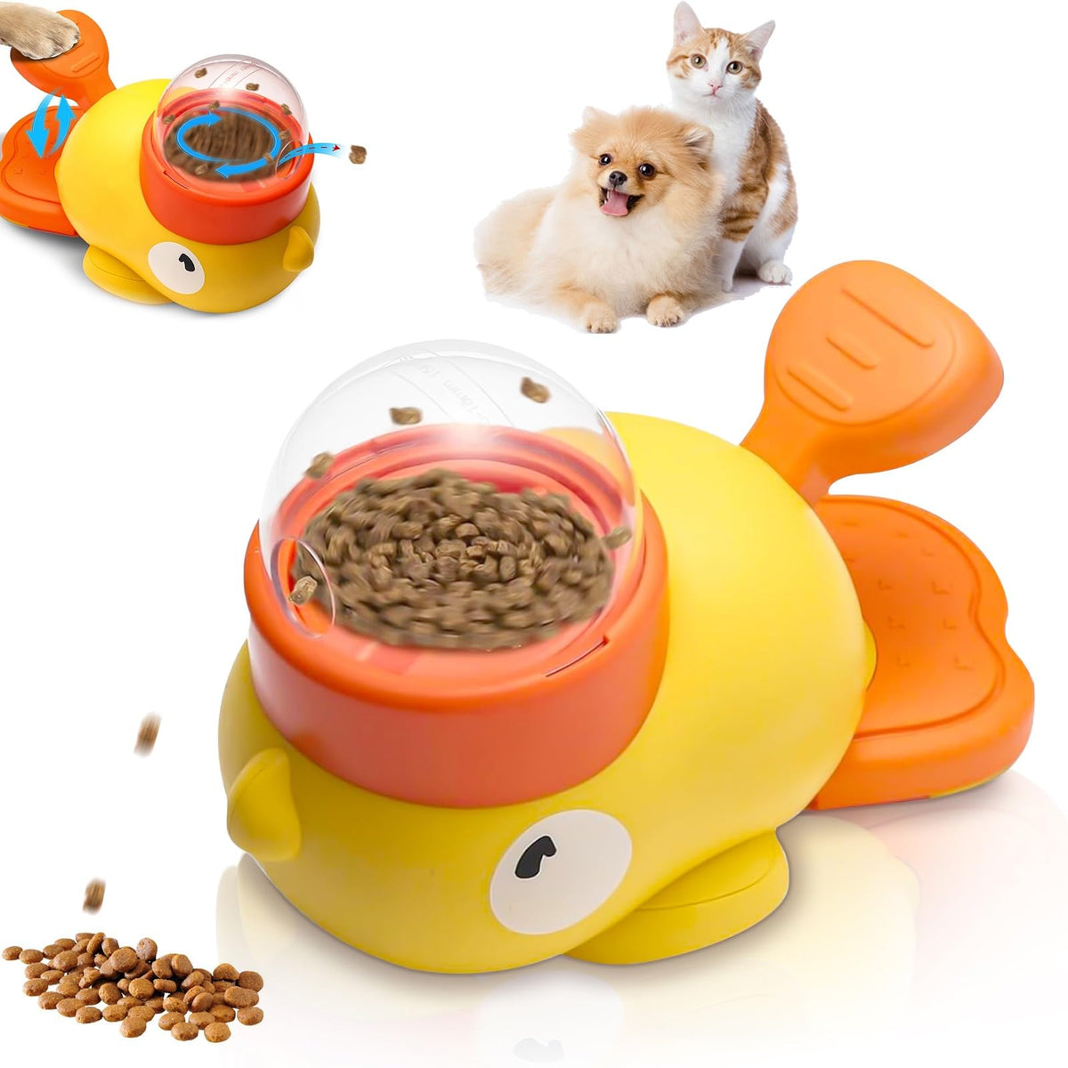Duck Treat Dispenser, 2-In-1 Dog Interactive Slow Feeder & Puzzle Toy, Fun Treat Dispenser For Small & Medium Dogs, Anti-Gulping