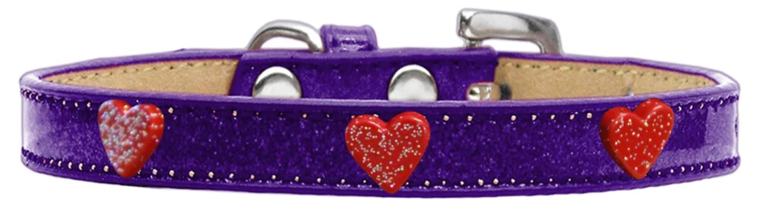 Dog, Puppy & Pet Widget Ice Cream Collar, Red Glitter Heart Black 16