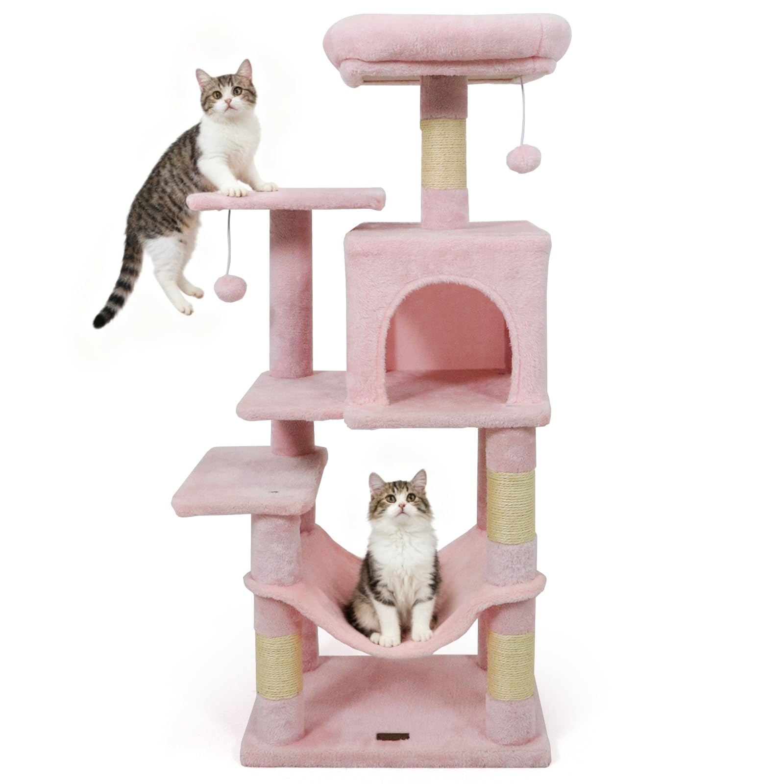 DORTALA Cat Tree for Indoor Cats, 44 Modern Cat Tower with Top Perch, Condo, Hammock, Sisal Scratching Posts, Dangling Balls, Pl