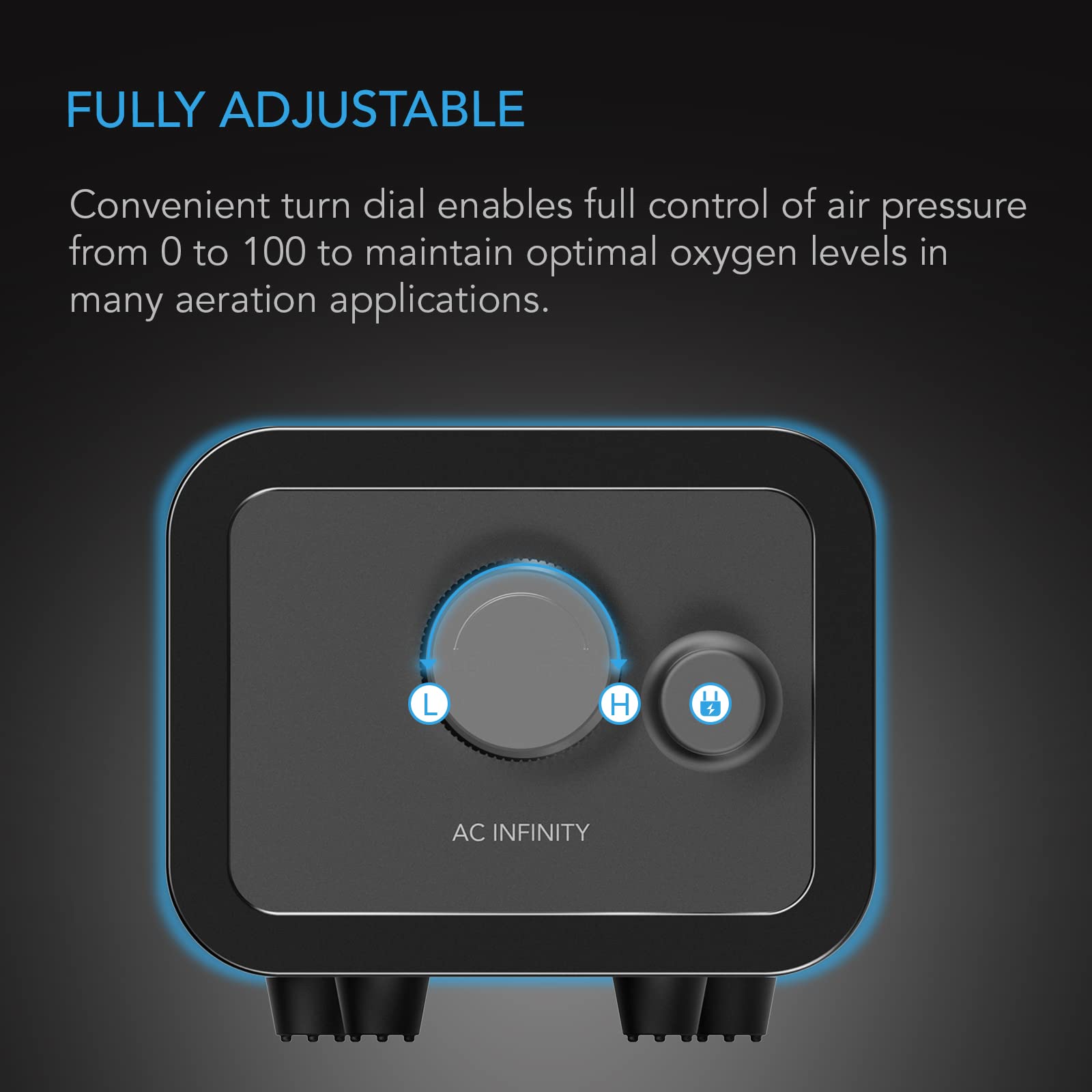 AC Infinity Air Pump 45 GPH (2.8 L/M), Dual-Outlet Adjustable Oxygen Pump Kit with Tubing, Check Valves, and Air Stones, for Aqu