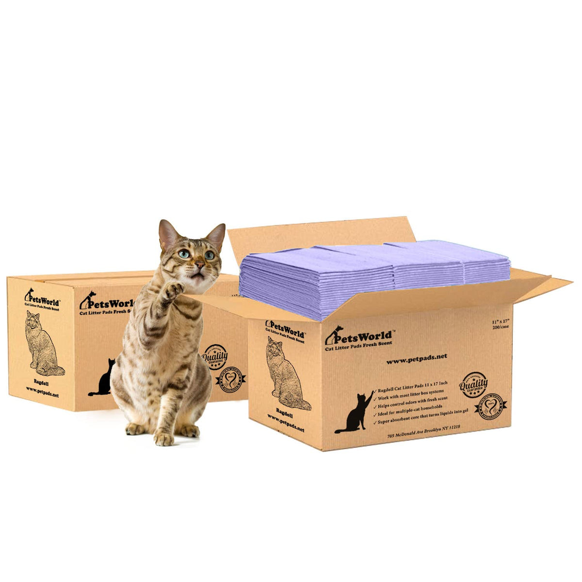 Petsworld Fresh Scented Cat Pads Refills For Tidy Cats Breeze Litter System 400 Pads For Cat Litter Box, 169X114 Inch