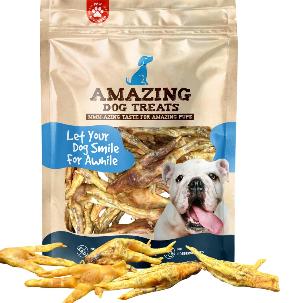 Amazing Dog Treats - Chicken Feet Dog Treats (25 Count) - All Natural Single Ingredient Chicken Feet for Dogs - Premium Quality 