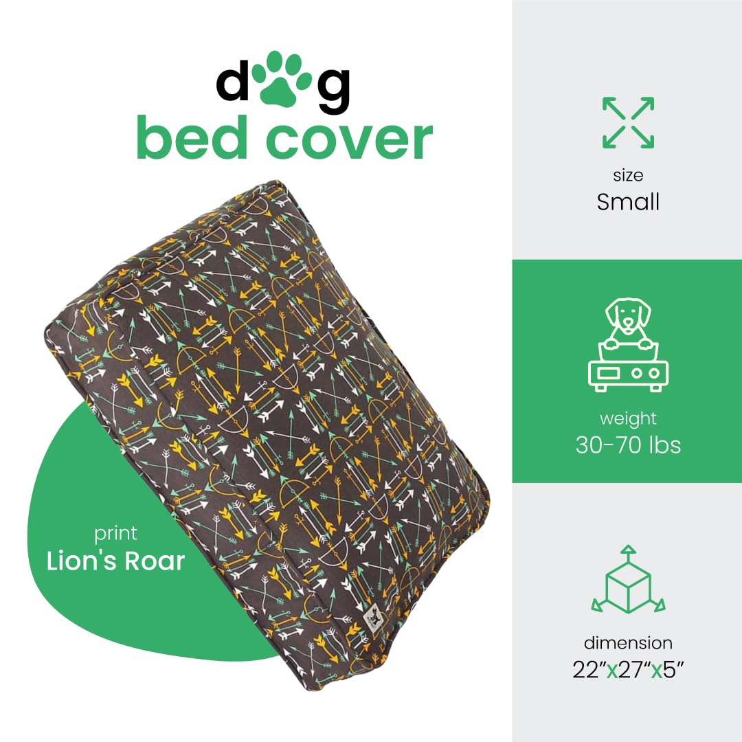 Molly Mutt Small Dog Bed Cover -Lion'S Roar Print - Measures 22   X27   X5 - 100% Cotton - Durable - Breathable - Sustainable -