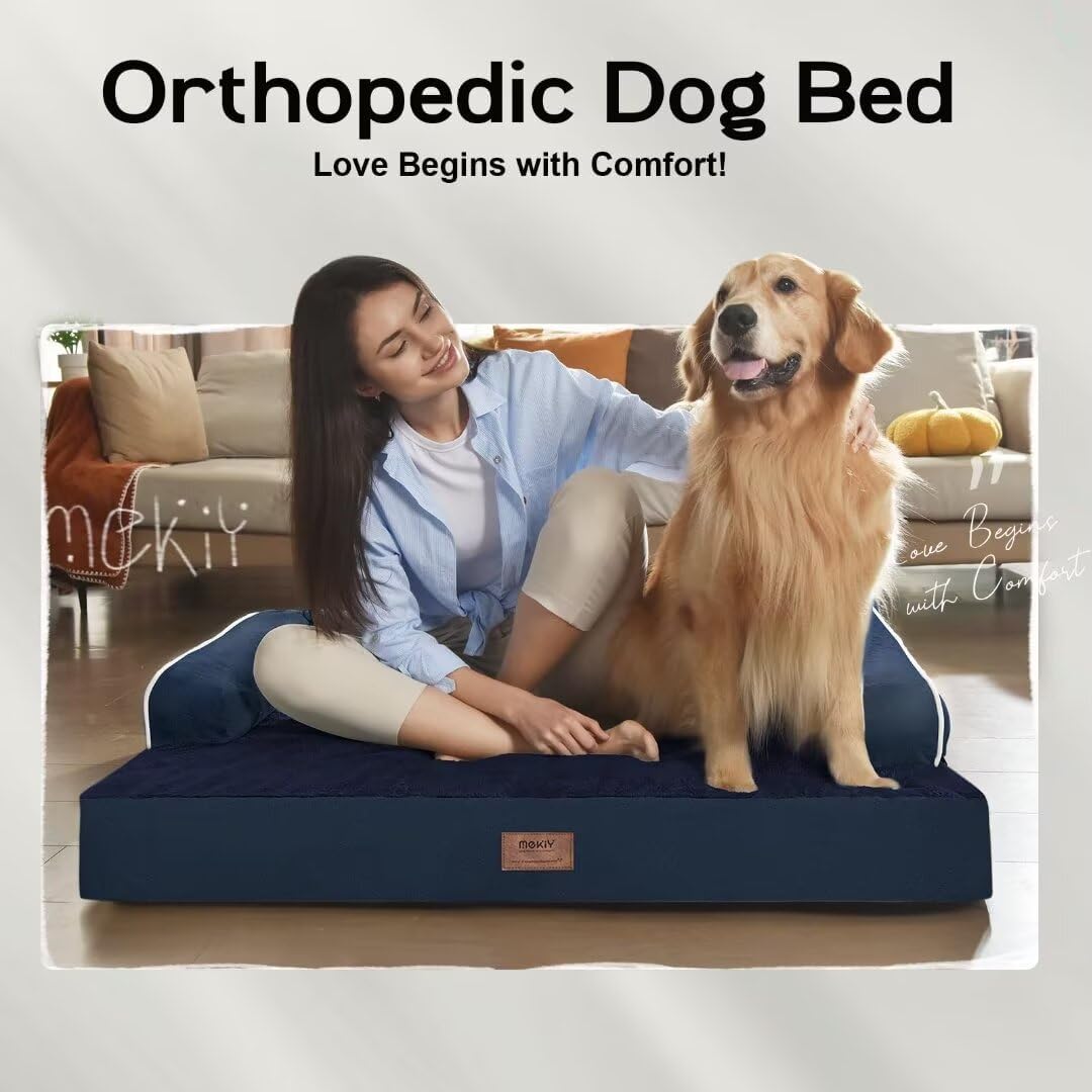 Dog Bed Medium Size Dog-Orthopedic Waterproof Bed for Dogs,Foam Couch Sofa with Washable Removable Cover & Non-Slip Bottom-Navy