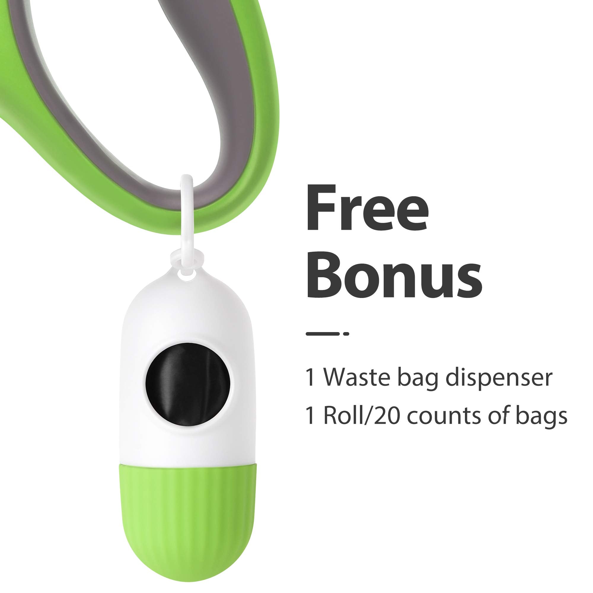 Fida Retractable Dog Leash For Medium Breed Up To 44 Lbs, 16 Ft Pet Walking Leash With Dispenser And Poop Bags, Anti-Slip Handle, Reflective Strong Nylon Tape, One-Handed Brake (M, Green)