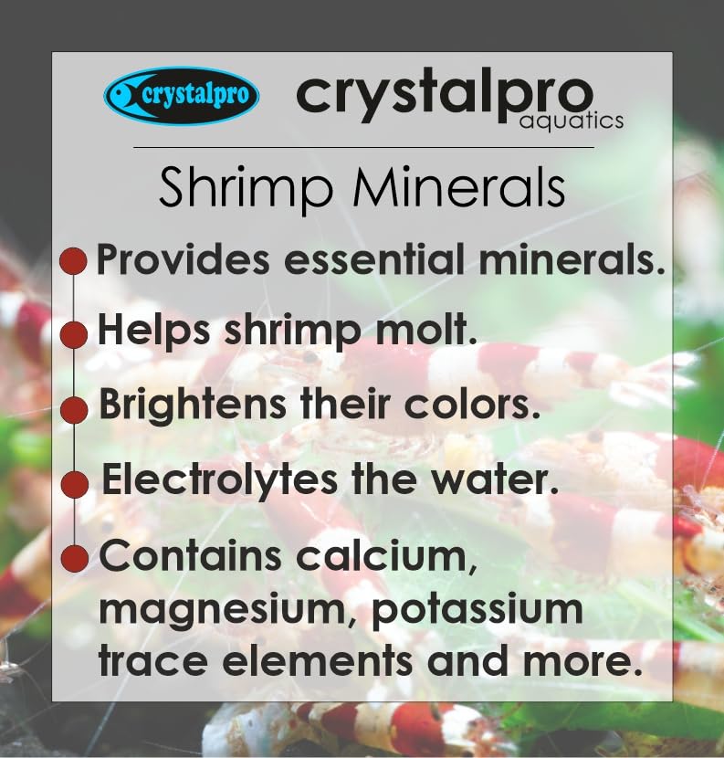 Crystalpro Shrimp Minerals 4.2 Oz - Liquid Aquarium Salt & Trace Elements for Freshwater Shrimp Tanks - Supports Caridina & Neoc