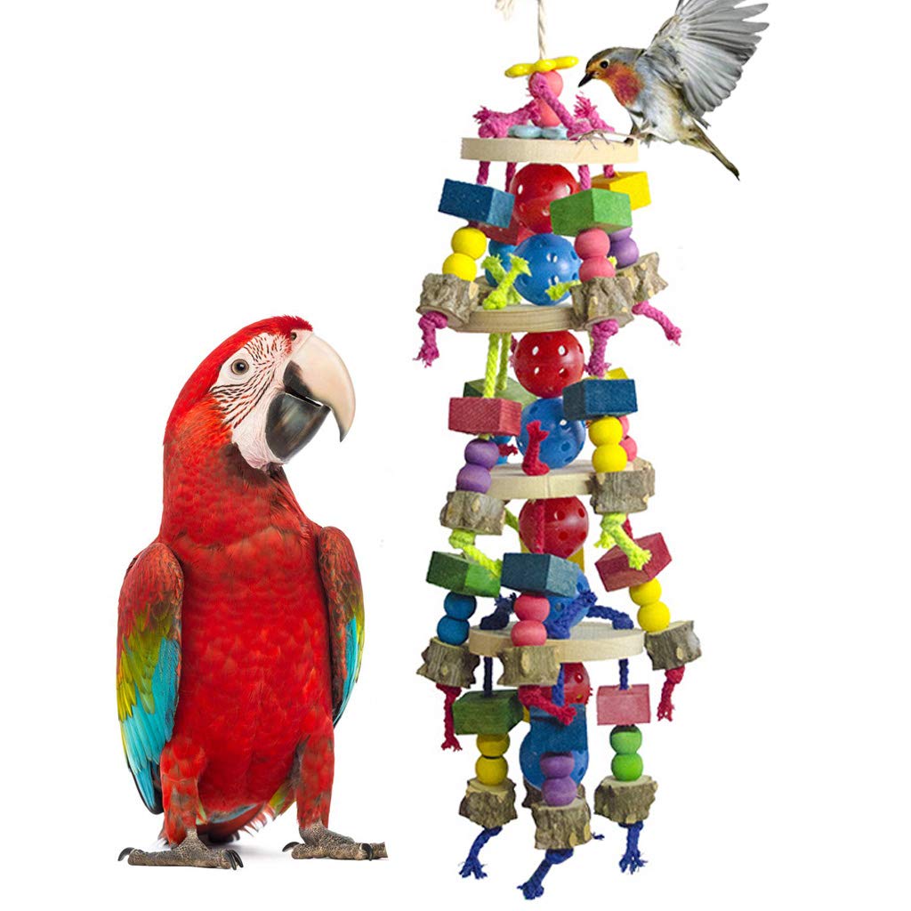 Deloky Large Parrot Toys - Natural Wood Large Bird Chewing Toys Suggested For Macaws Cokatoos,African Grey And A Variety Of Larg