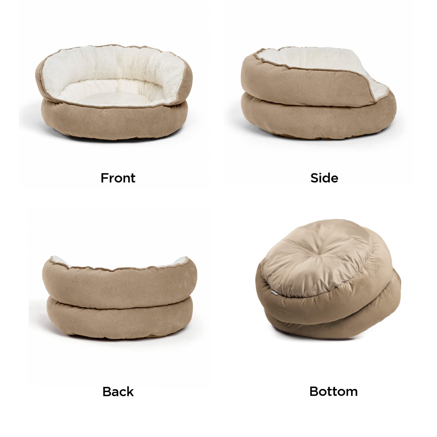 Best Friends By Sheri Pet Throne High Bolster Orthopedic Relief Cat And Dog Bed, Wheat, Mini